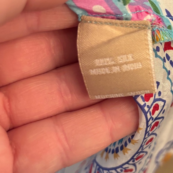 Plum Pretty Sugar Blue and Pink 100% Silk Short Robe Women’s XL - Picture 8 of 12